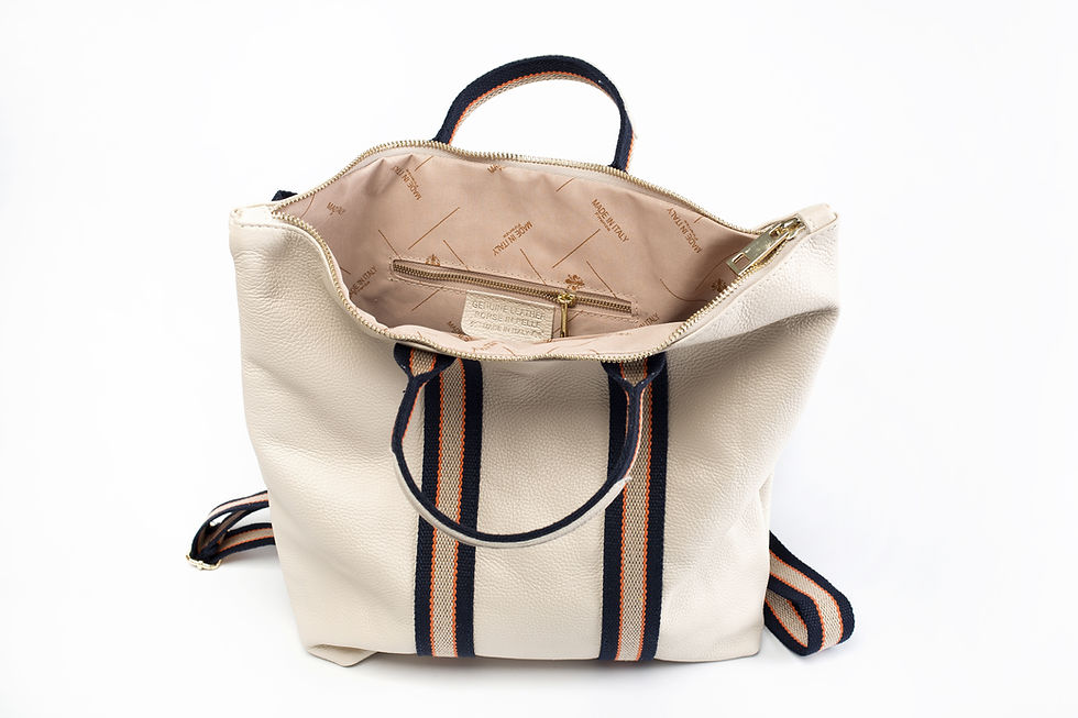 Thumbnail: JASPER Damen Rucksack Tragerücksack Leder beige Handtasche 2 in 1