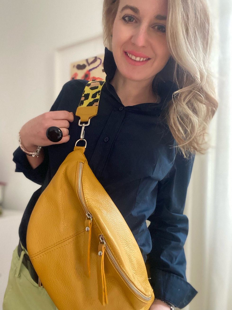Thumbnail: IDA XL inklusive 2 Gürtel Umhängetasche Tasche Ledertasche Großbody Großbodybag