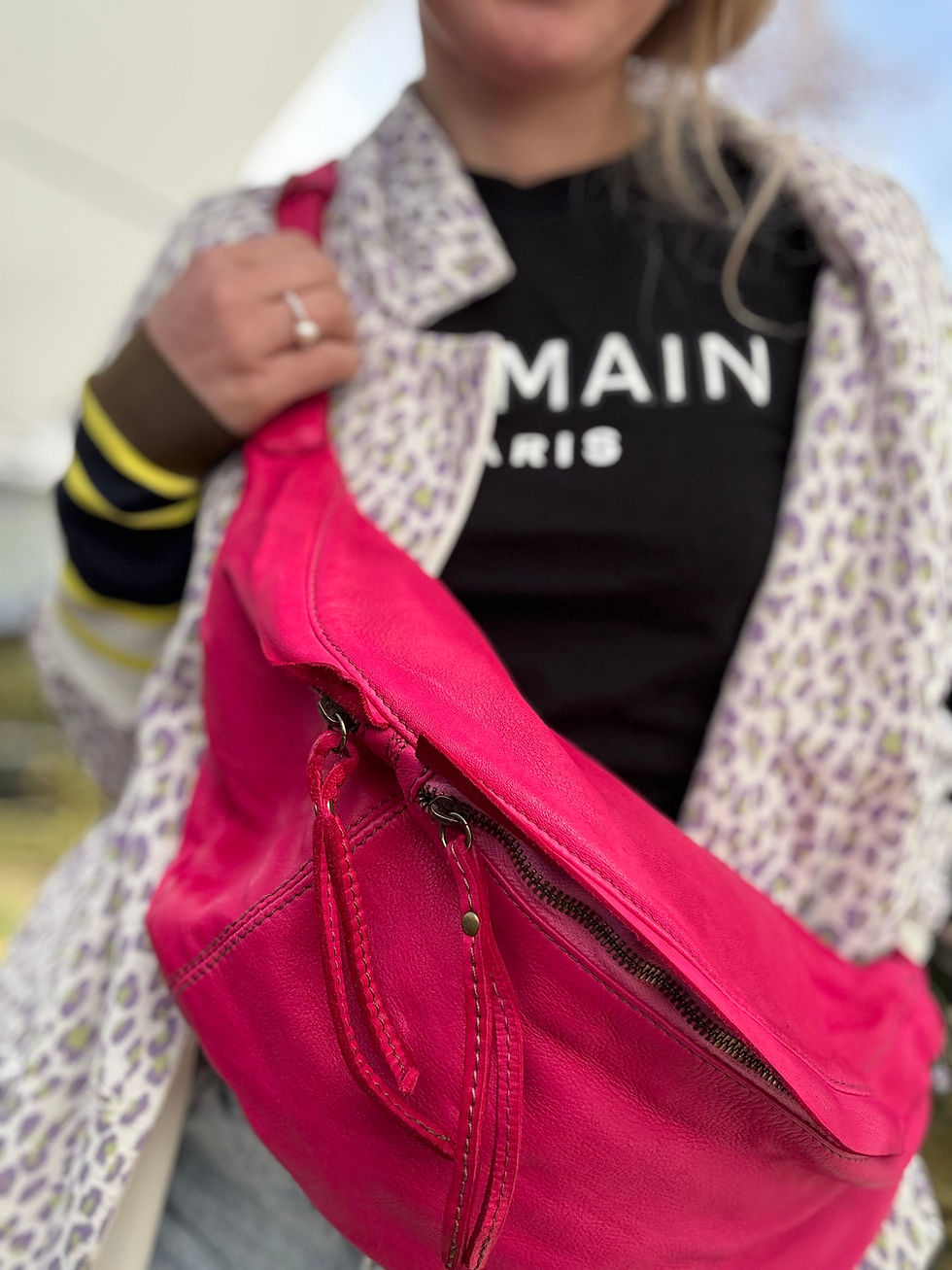 Thumbnail: IDA XXL Umhängetasche Tasche Ledertasche Großbody Großbodybag Nappa Leder