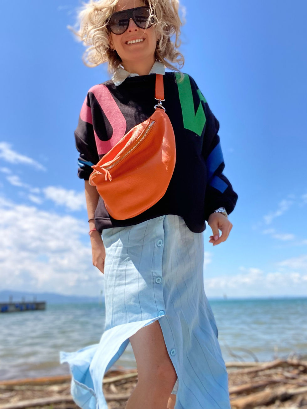 Thumbnail: IDA L Umhängetasche Tasche Ledertasche Slingbag Bag Großbodybag wechseln Gurt