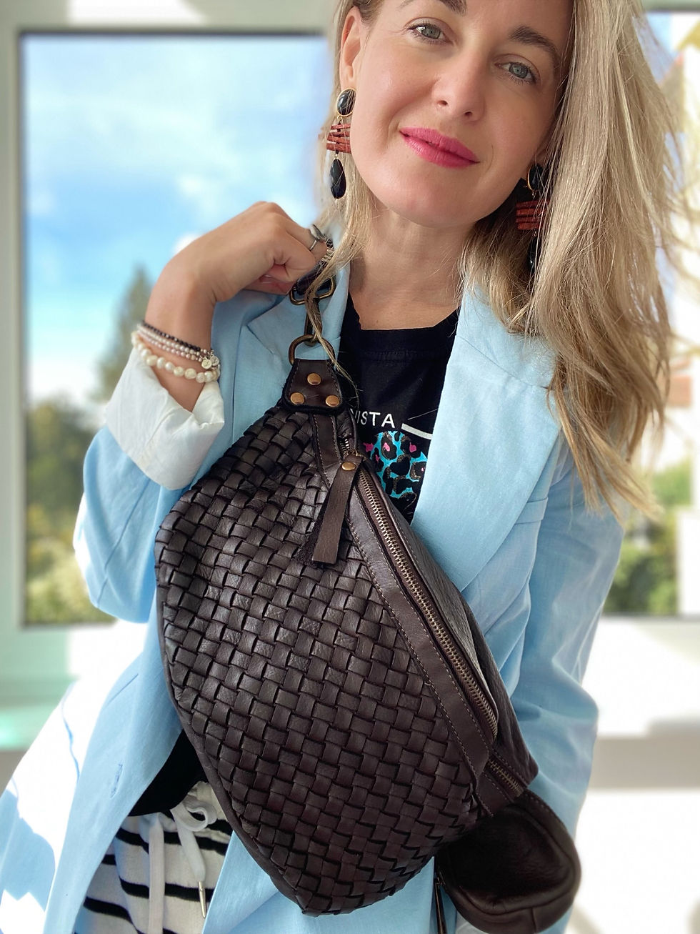 Miniaturbild: ZOE L geflochtene Umhängetasche Ledertasche Großbody Tasche aus feinem premium L