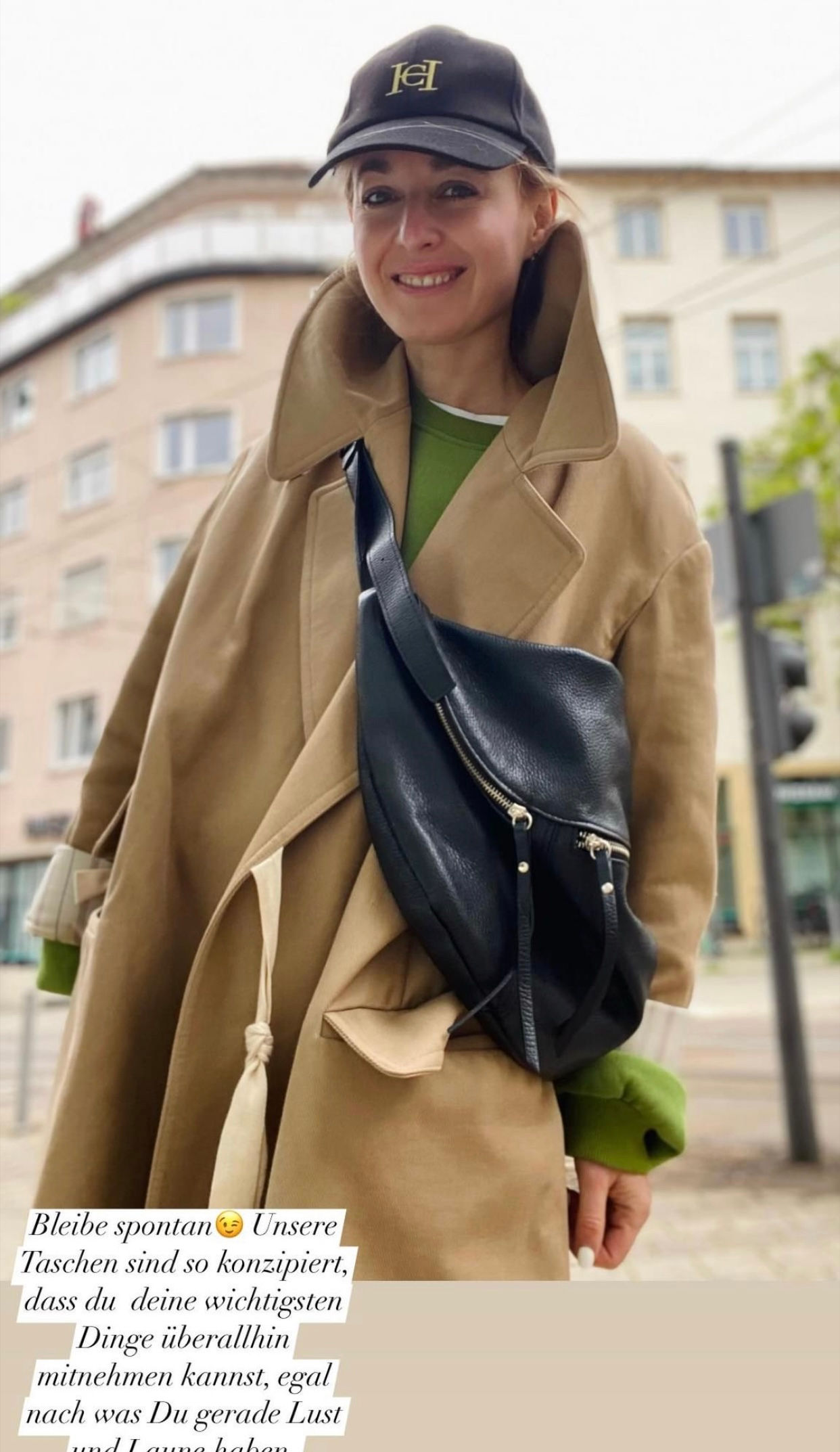 IDA XXL Slingtasche Extra GroßeDamen Umhängetasche Leder Schwarz ßbodyba