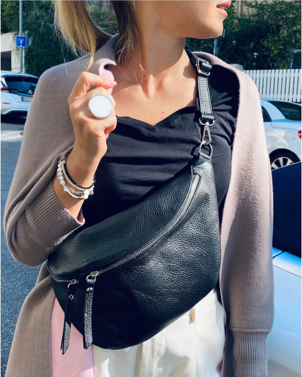 IDA XL inklusive 2 Gürtel Umhängetasche Tasche Ledertasche Großbody Großbodybag