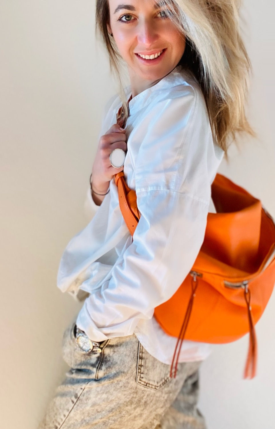 Thumbnail: XXL Slingtasche Umhängetasche Tasche Leder Ledertasche Hippibag Großbodybag Flie