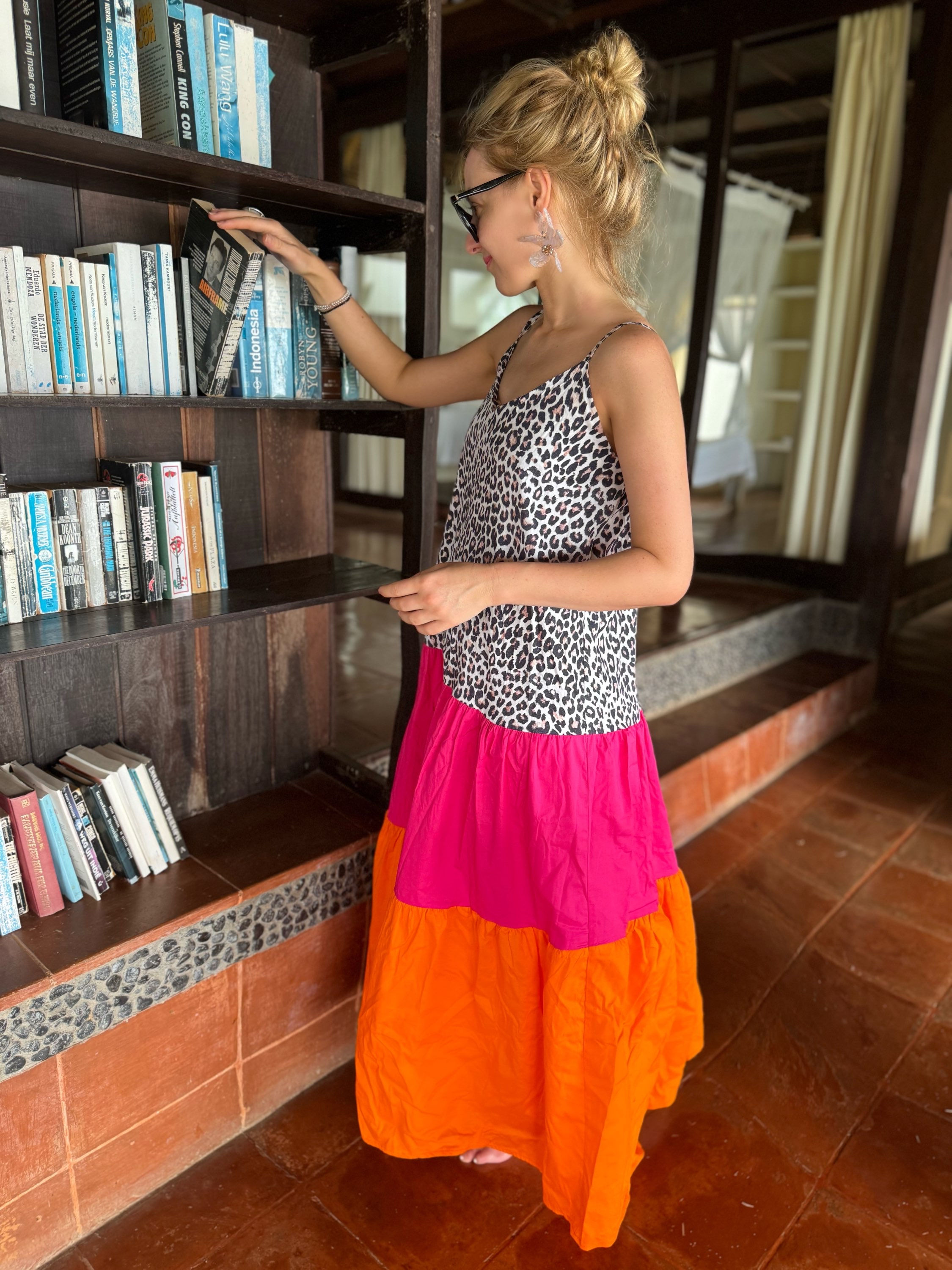 Maxikleid Sommerkleid Kleid casual Luftig und stylisch Pink Leo Orange One Size