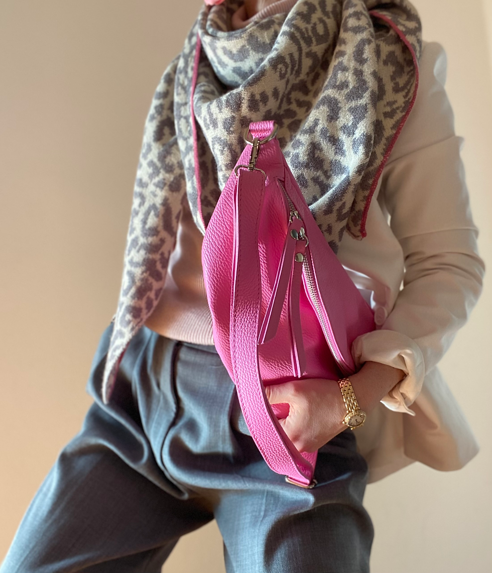Miniaturbild: IDA L Umhängetasche Tasche Ledertasche Ledershopper Slingbag Bubble Pink Super s