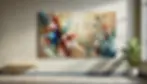 DALL·E 2024-10-23 22.04.49 - A panoramic image of a single beautiful painting hanging on a
