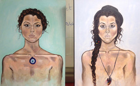 Self-Portrait, oil on canvas, apx. 18"w x 24"h each, 2015