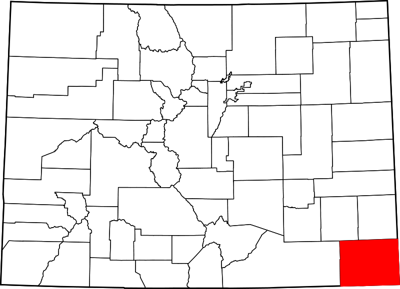 Map of Colorado highlighting Baca County