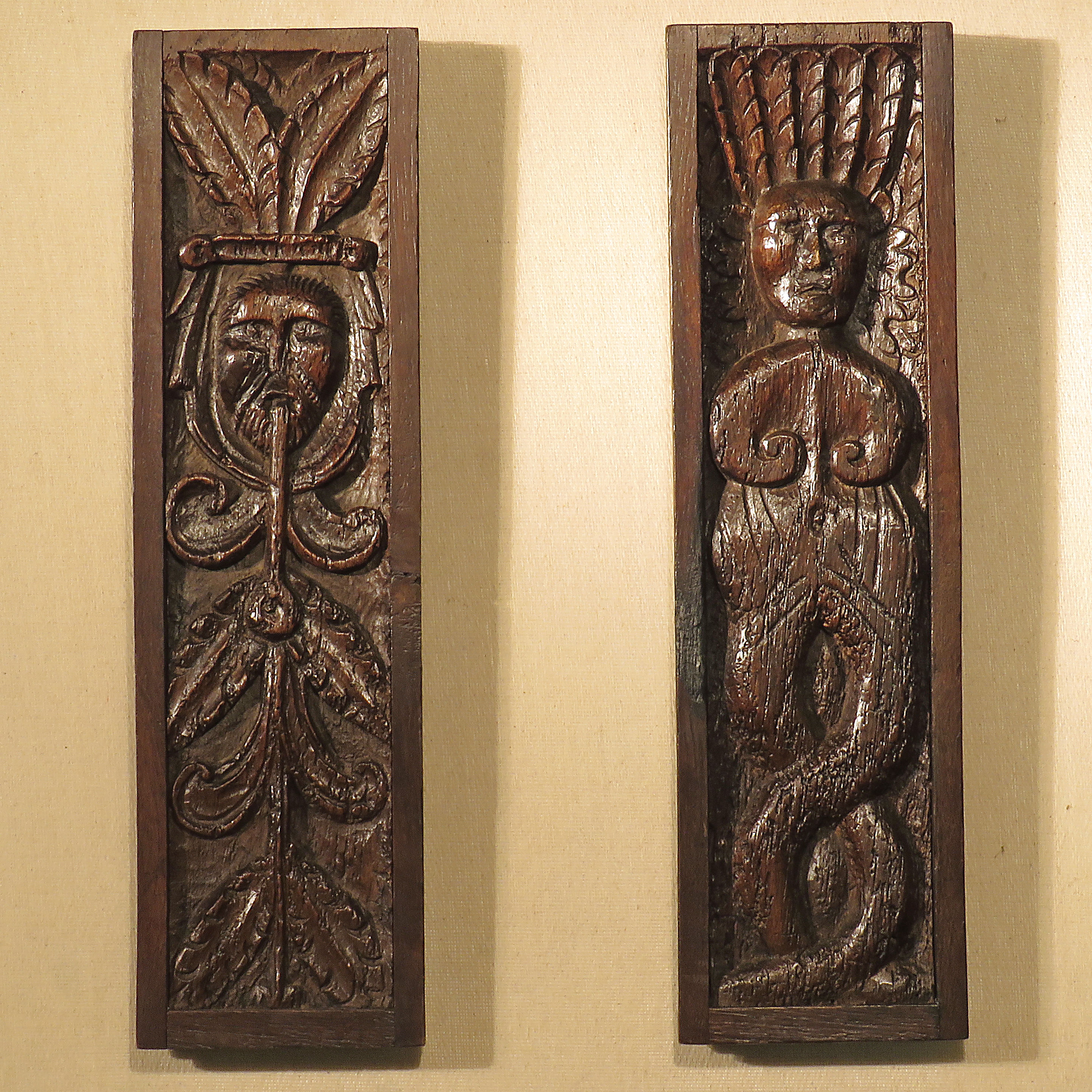 16th Century Relief Carved Green Man Panels