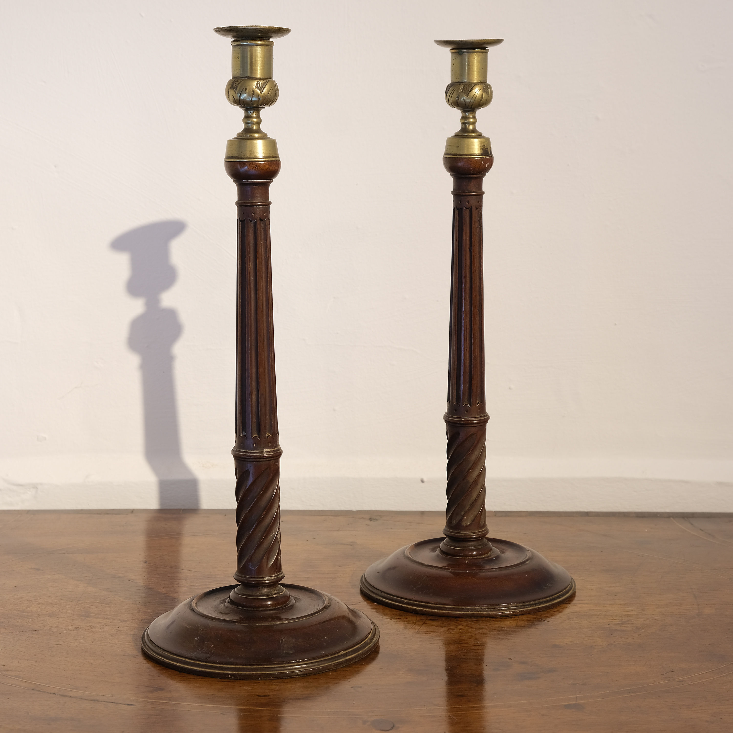 Pair of Late 18th Century Carved Candlesticks
