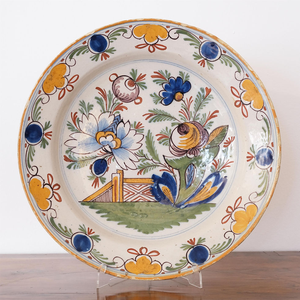 Mid 18th Century Polychrome Delft Plate