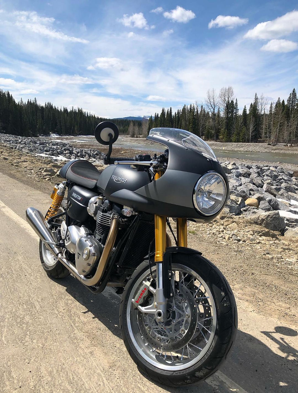Thumbnail: Thruxton R short black fender and shrouds