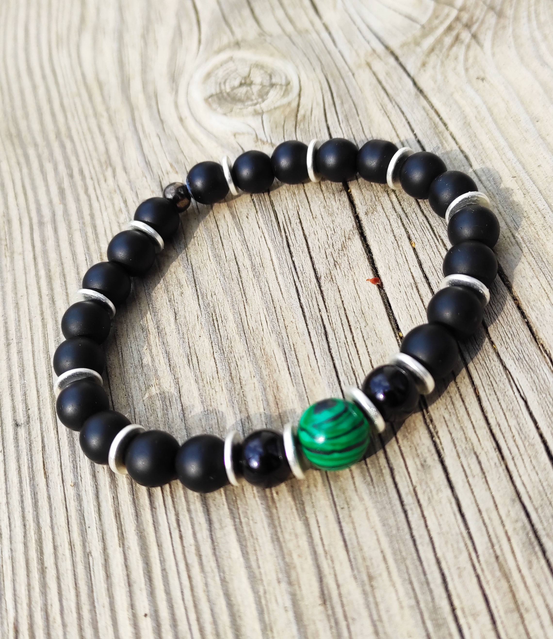 bracelet homme perles onyx
