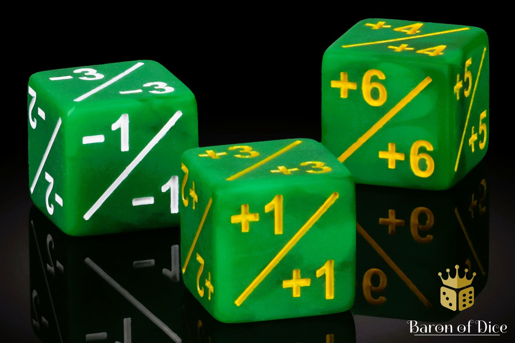Baron of Dice: 10 Premium Dice - +1/-1 Counter Dice: Green