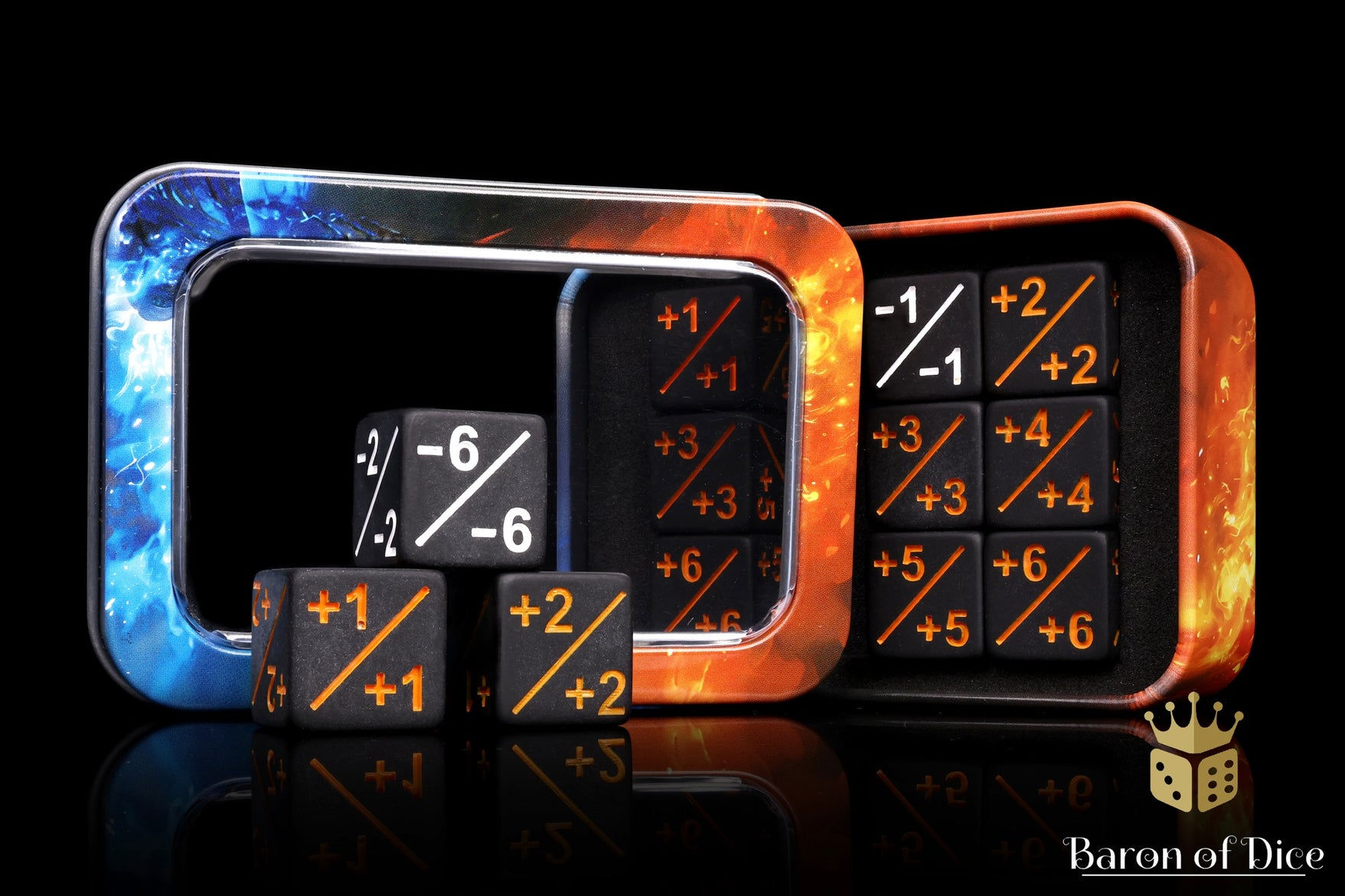 Baron of Dice: 10 Premium Dice - +1/-1 Counter Dice: Black