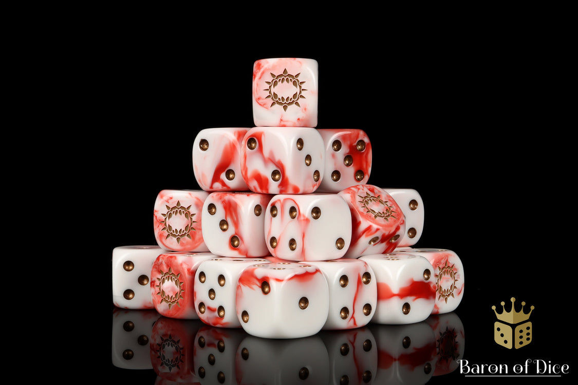 Baron of Dice: 25 Premium Wargaming Dice - Carnage White