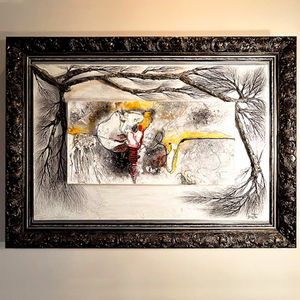 Abstract mixed media composition exploring color and texture.