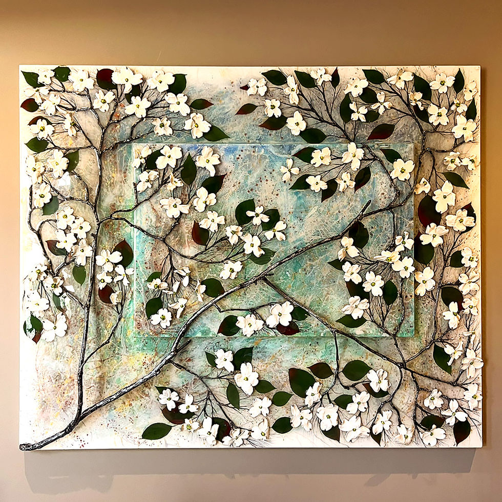 Dogwood tree composition mixed media by Dinett Hok
