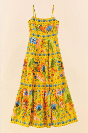 Farm Rio Yellow Summer Garden Sleeveless