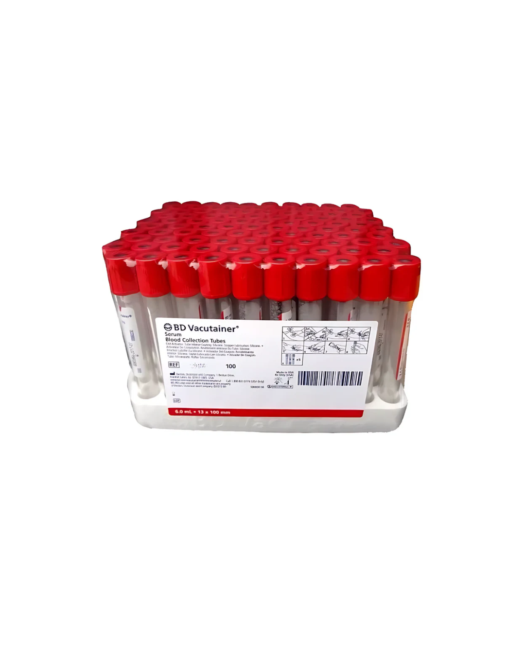 Tubo vacutainer 13x100ml caja con 100(rojo)