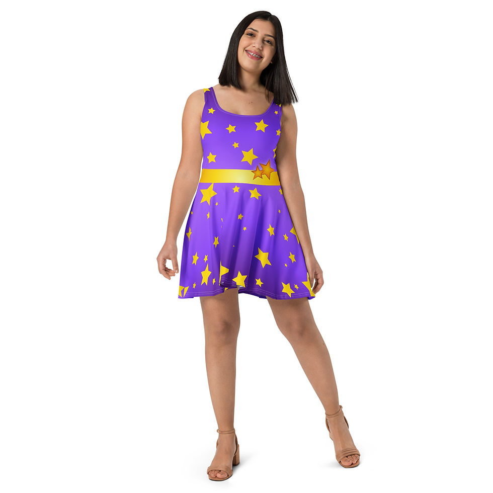 Thumbnail: Luna - Starry Painted Sleeveless Skater Dress - Sizes XS to 3XL