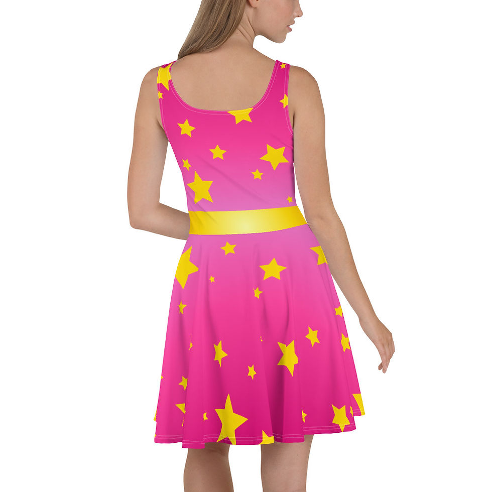 Thumbnail: Cassie - Starry Painted Sleeveless Skater Dress - Sizes XS to 3XL