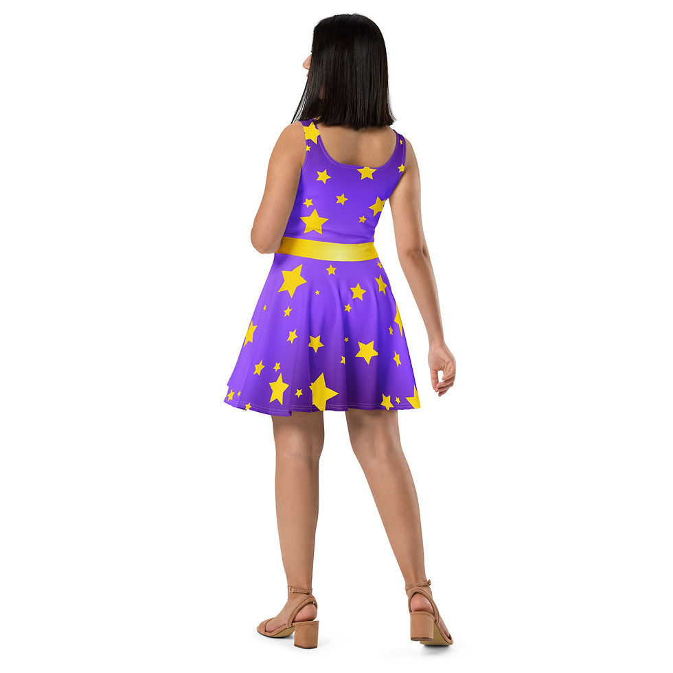 Thumbnail: Luna - Starry Painted Sleeveless Skater Dress - Sizes XS to 3XL