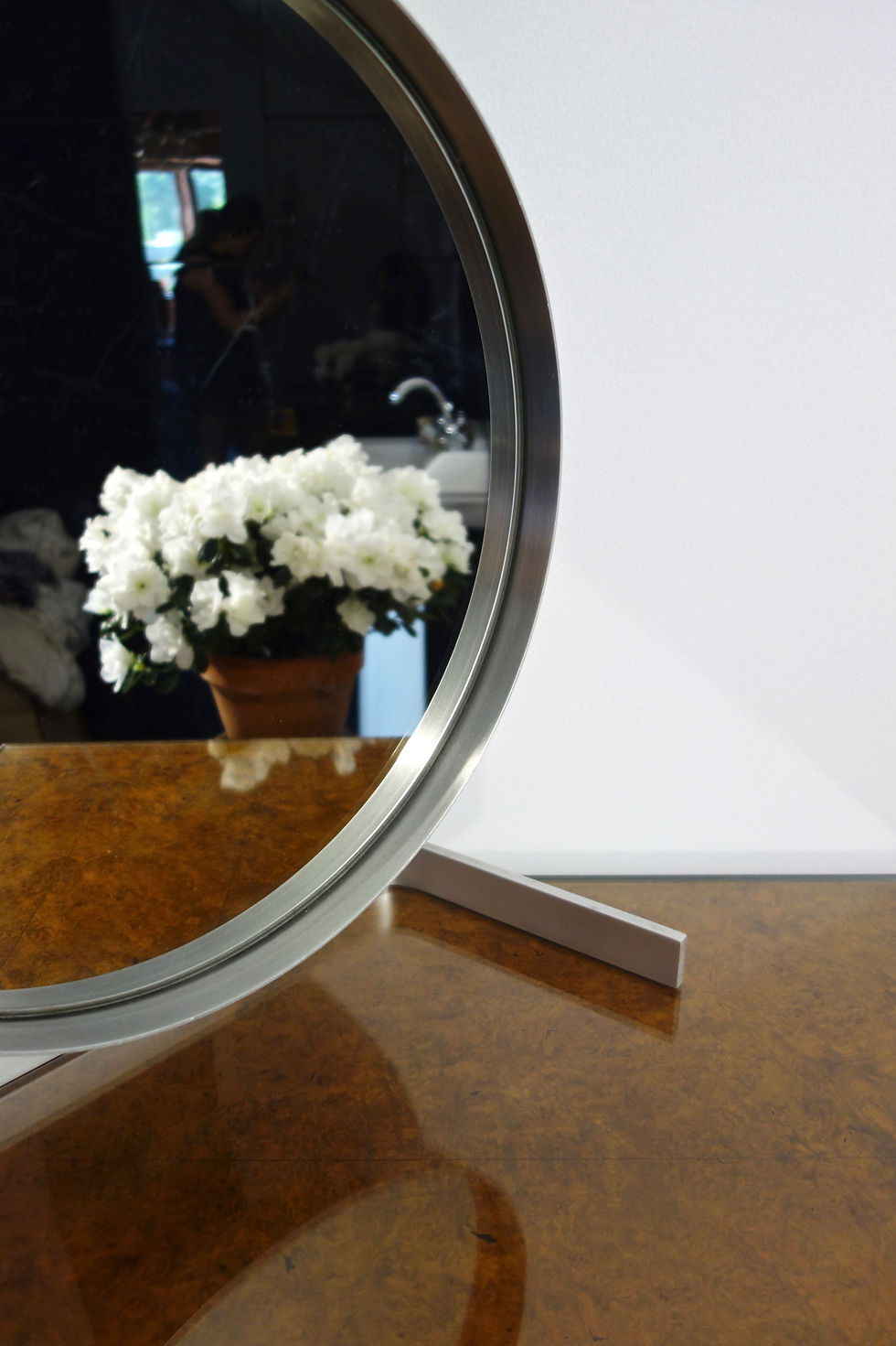 Miniature : Miroir orientable en acier brossé par Guy Lefevre, France 1970's