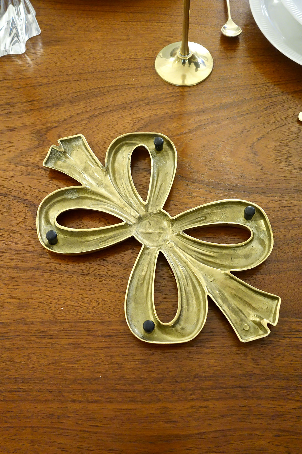 Miniature : Dessous de plat noeud en laiton par Lancel, France 1960's