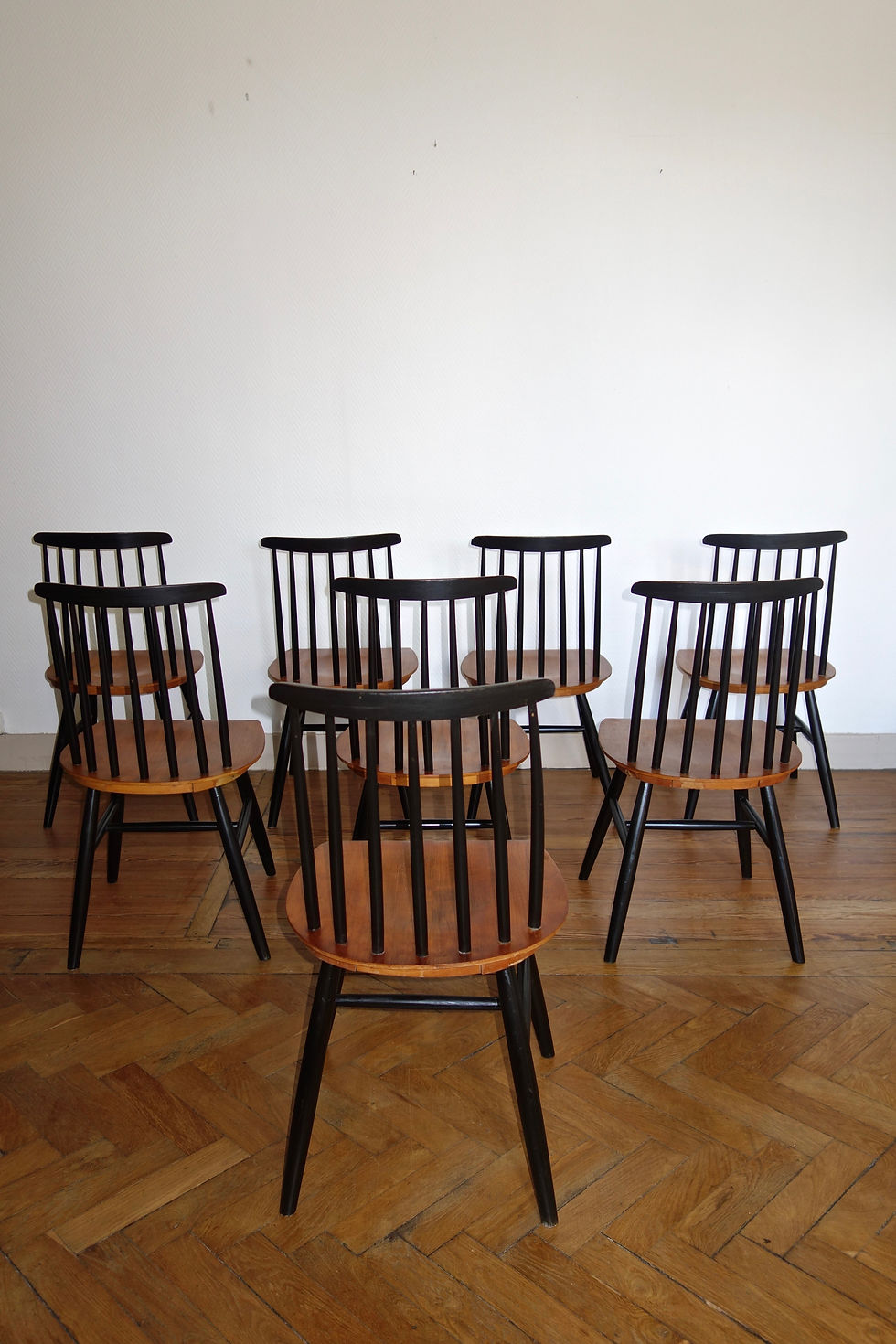 Miniature : Série de 8 chaises "Fanett" d'Ilmari Tapiovaara pour Edsby Verken, Finlande 1950's
