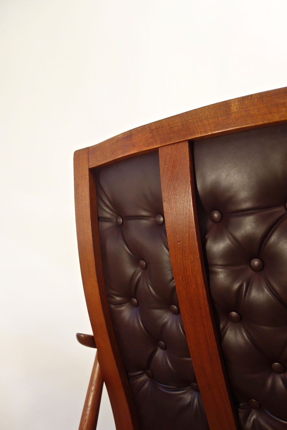 Miniature : Fauteuil scandinave en cuir d'Edvard Valentinsen pour Fraska et Samcom, Danemark 1960's