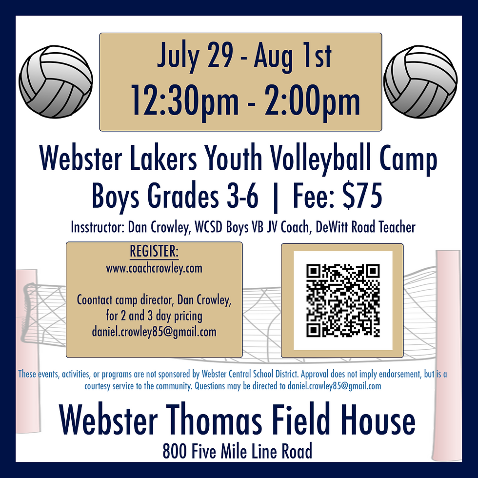 Webster Lakers Youth Camp '24 Grades 3-6