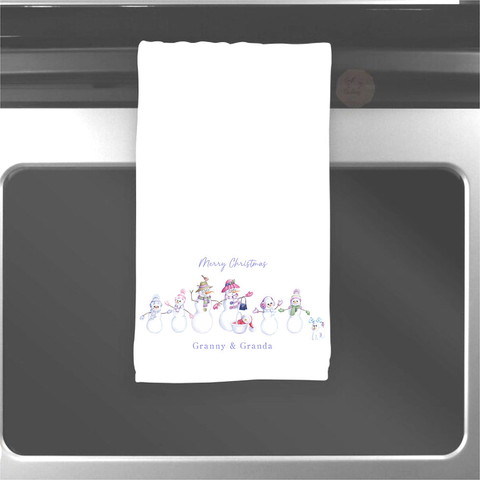 Personalised Snowfolk Tea Towel
