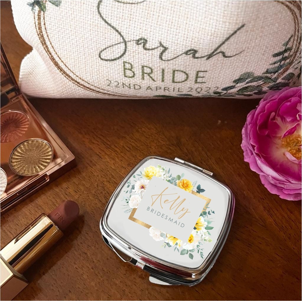 Personalised Mellow Sunshine Bridal Compact Mirror