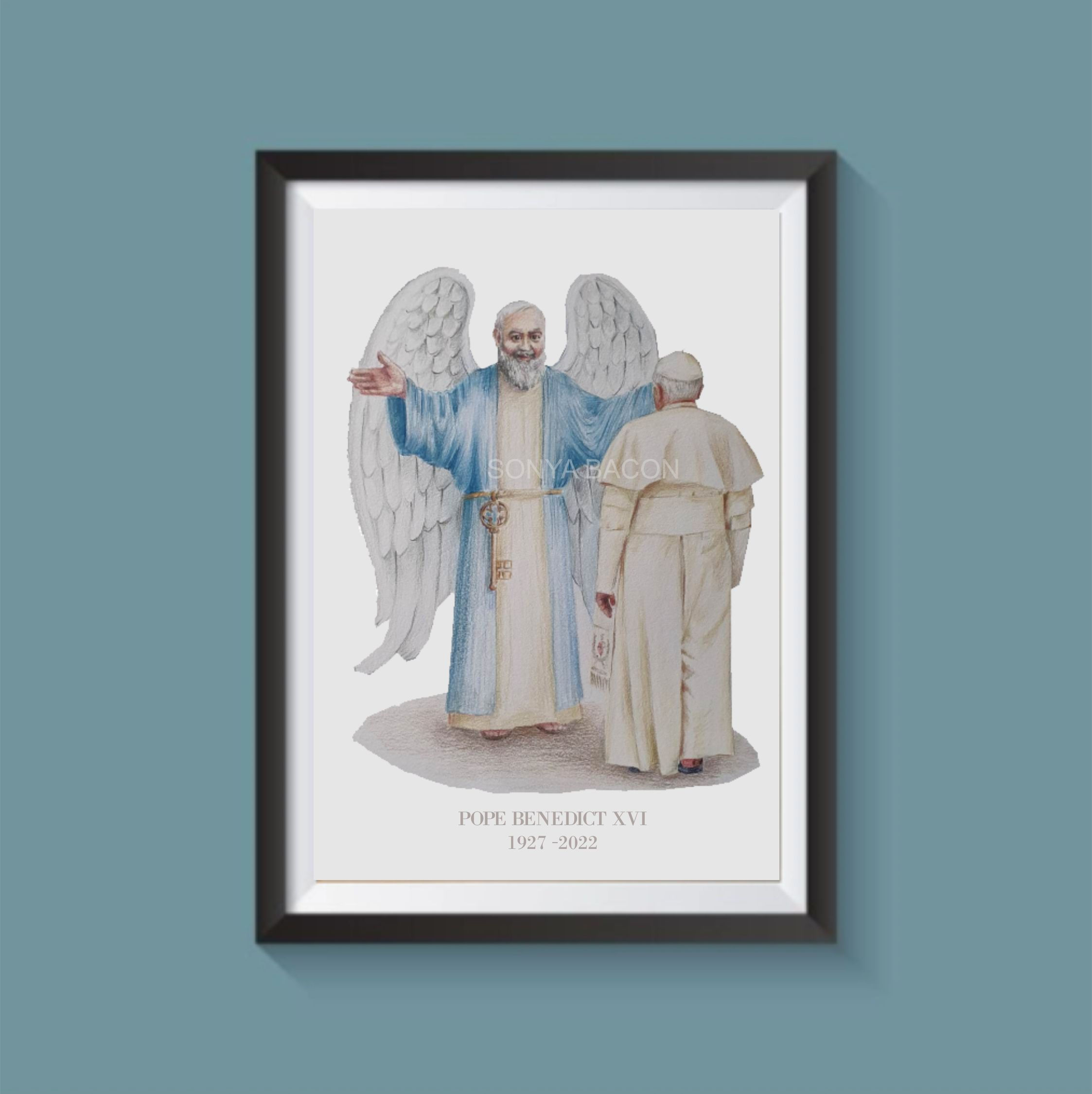 Benedict XVI and St Peter A4 Print