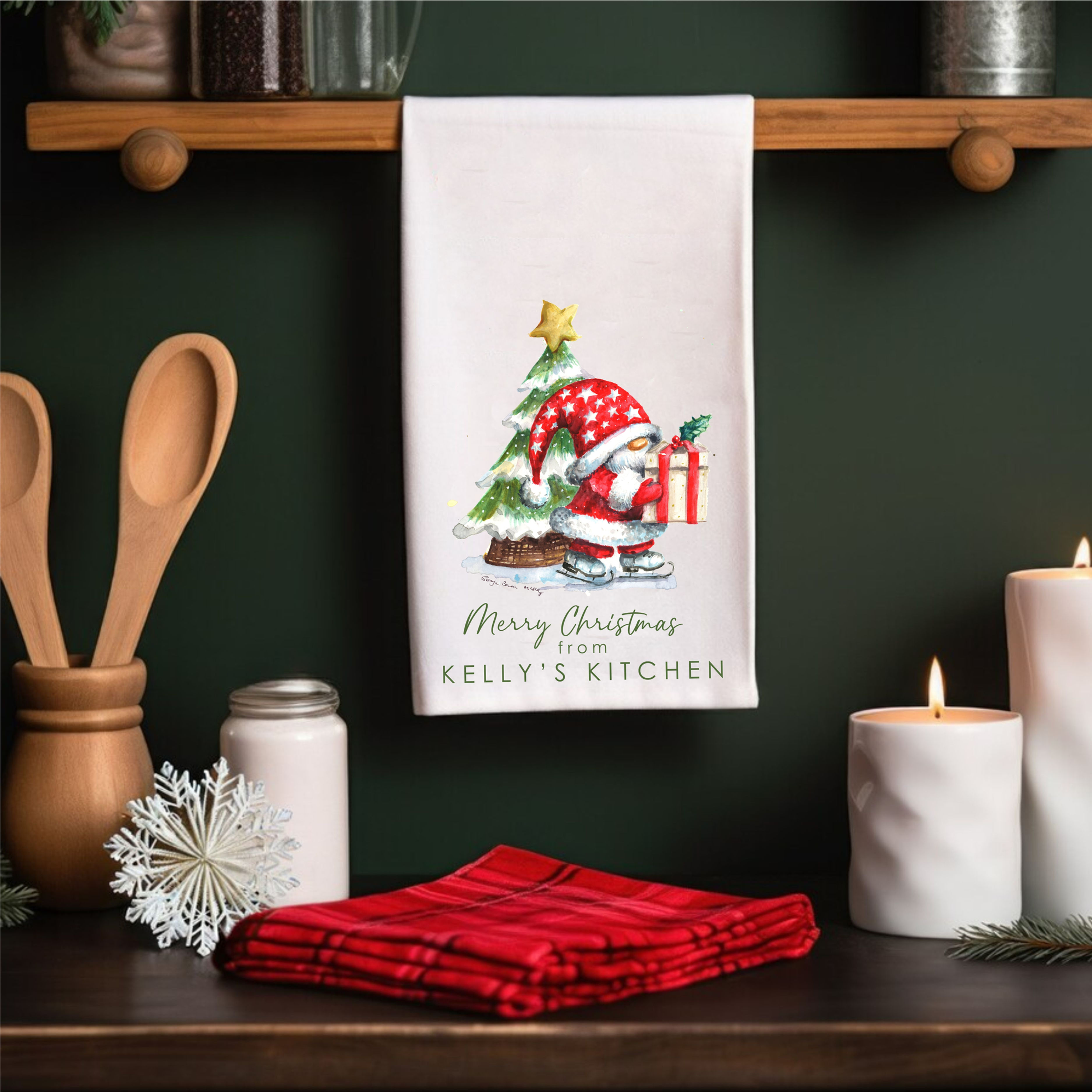 Christmas Gonk Tea Towel