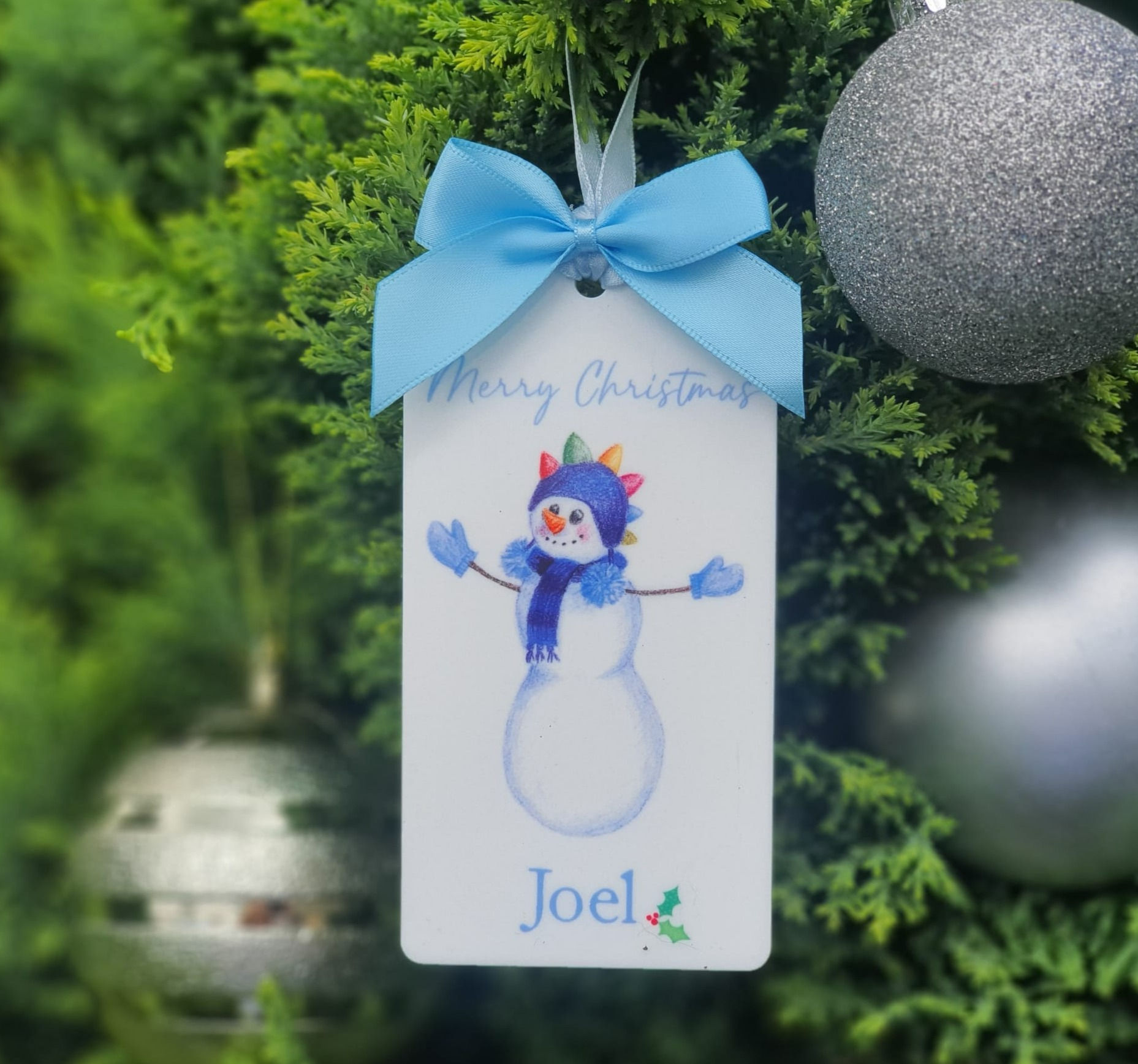 Personalised Snowfolk Luggage Label Bauble