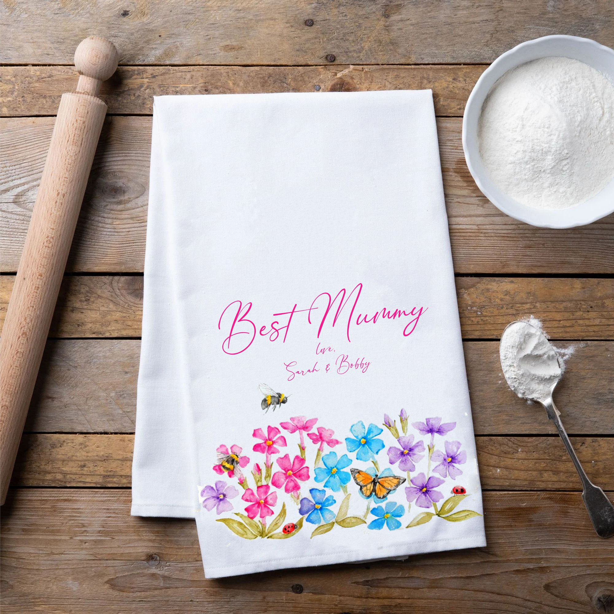 Personalised Country Garden Tea Towel