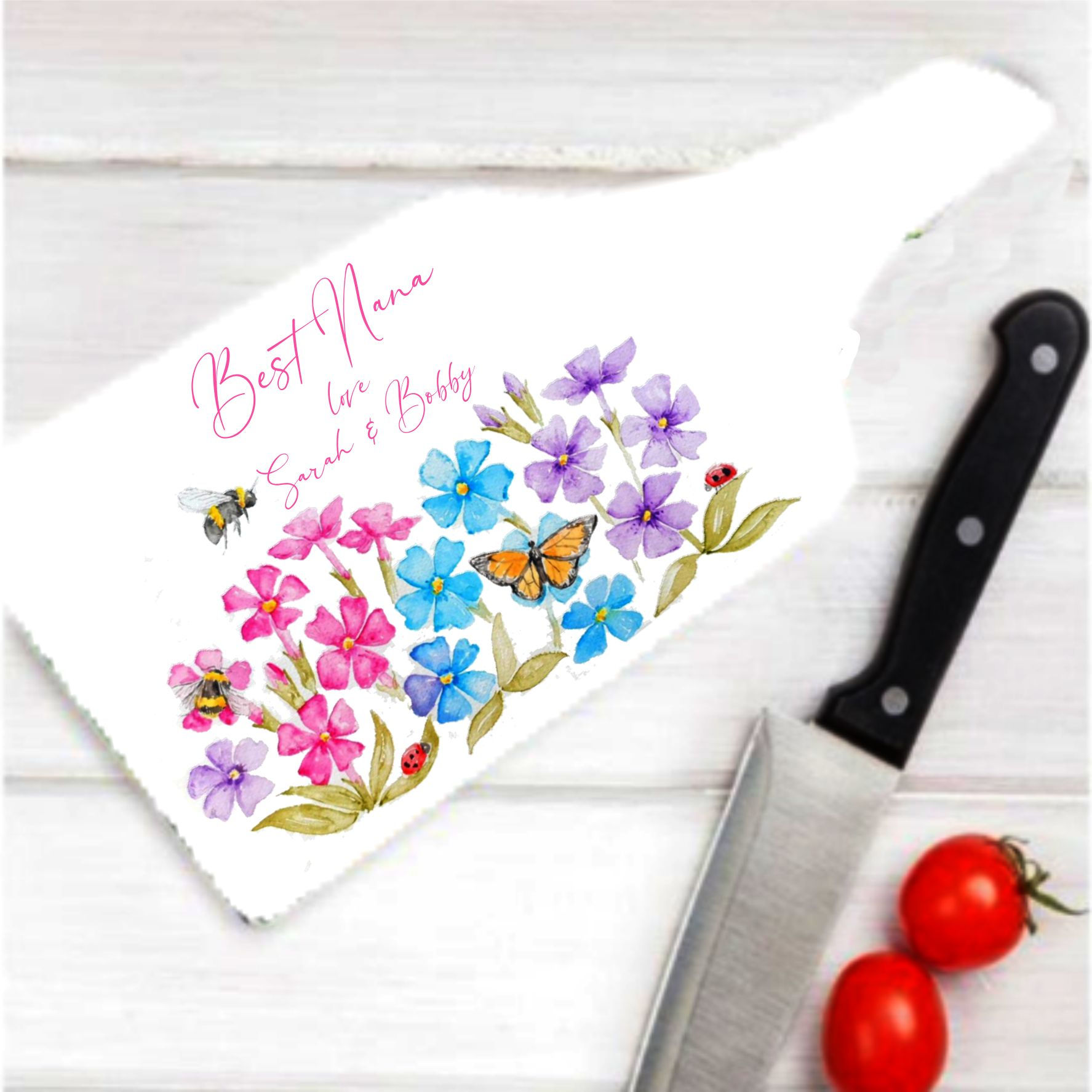 Personalised Country Garden Glass Chopping Board