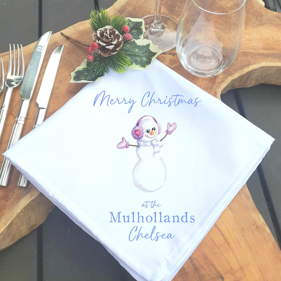  Set of 4 Personalised Snowfolk Family Napkin