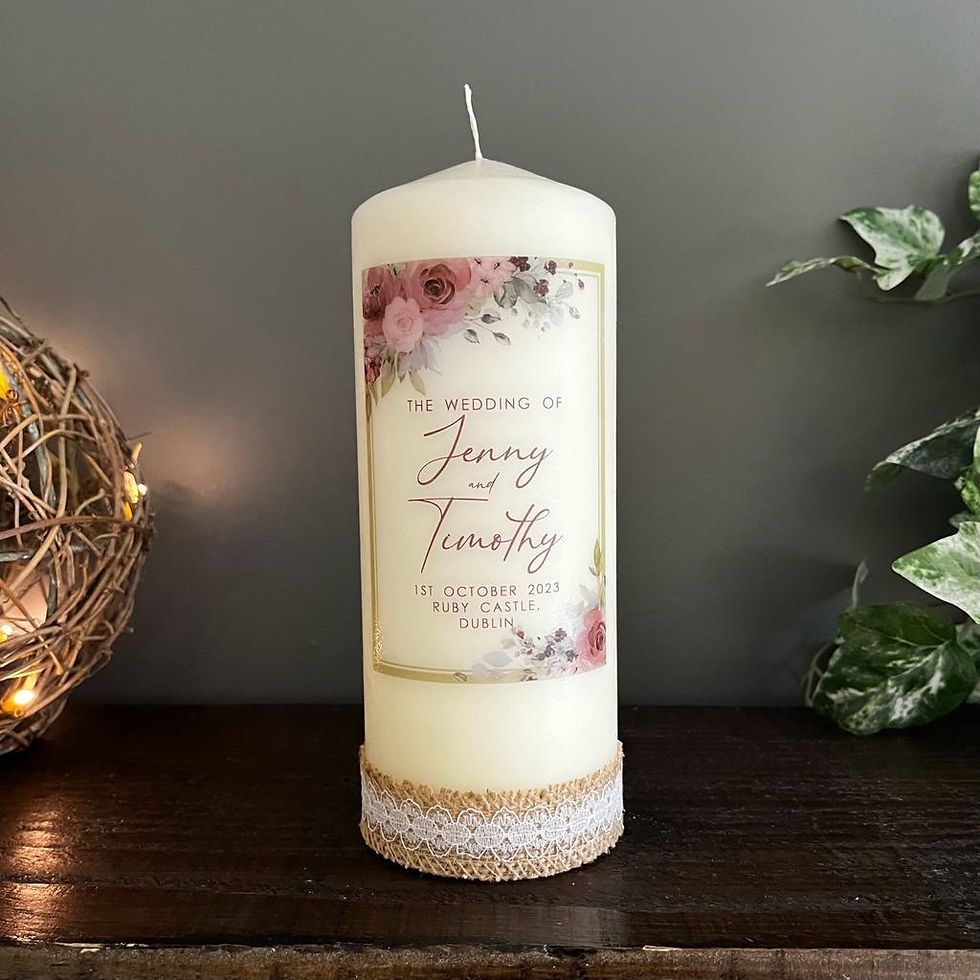 Personalised Rose Wedding or Memorial Candle