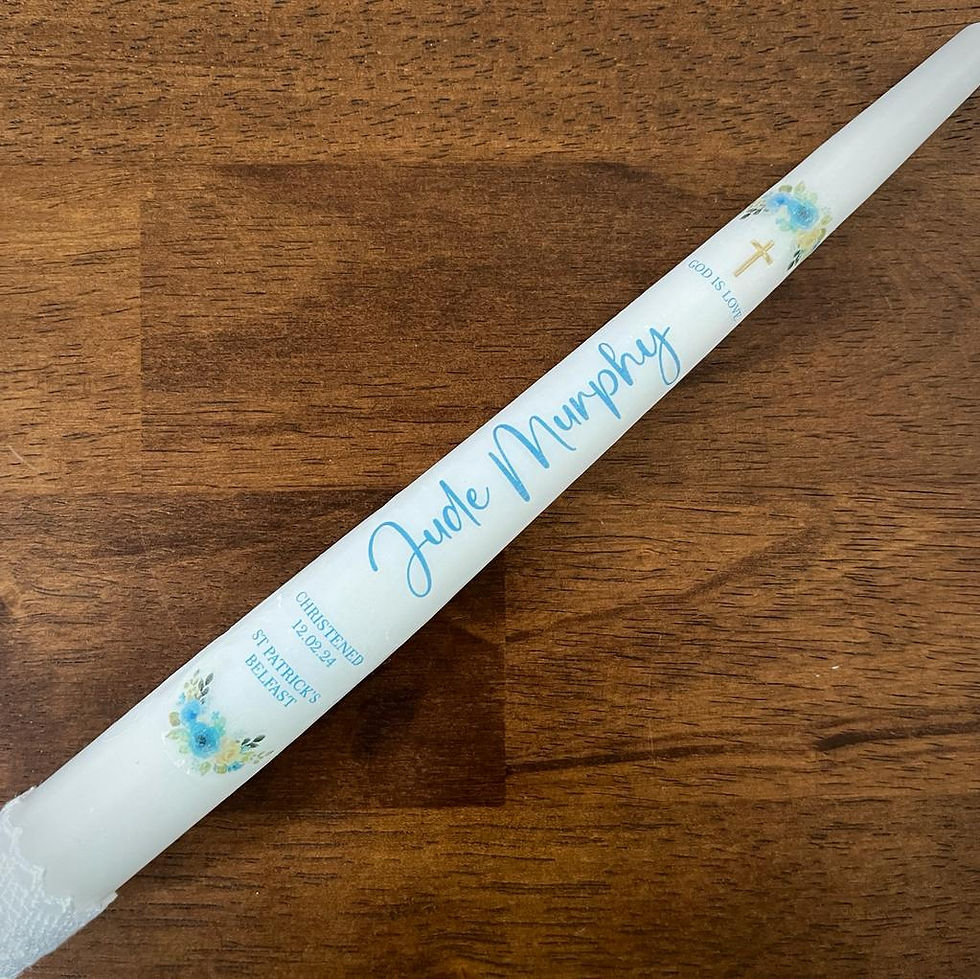 Personalised Floral Christening/Baptism Taper Candle