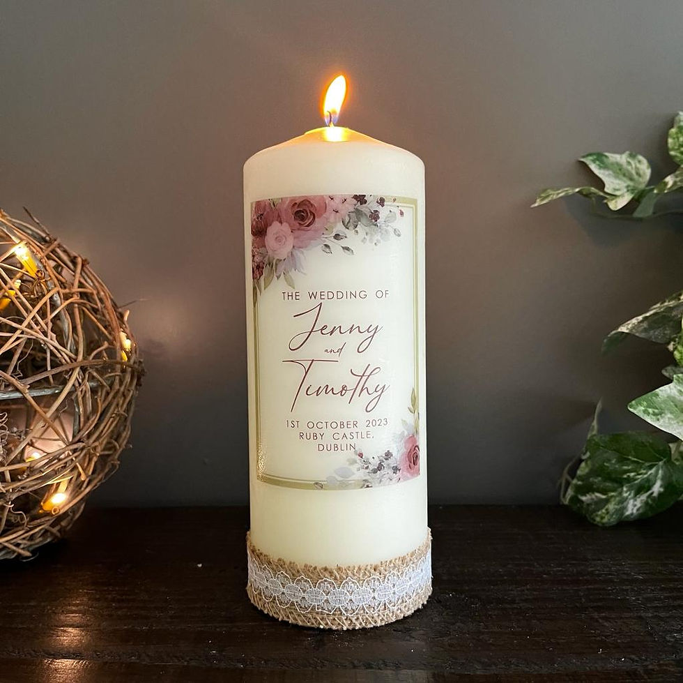 Personalised Rose Wedding or Memorial Candle