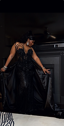 Birthday client in custom corset dress by Melesia Robinson