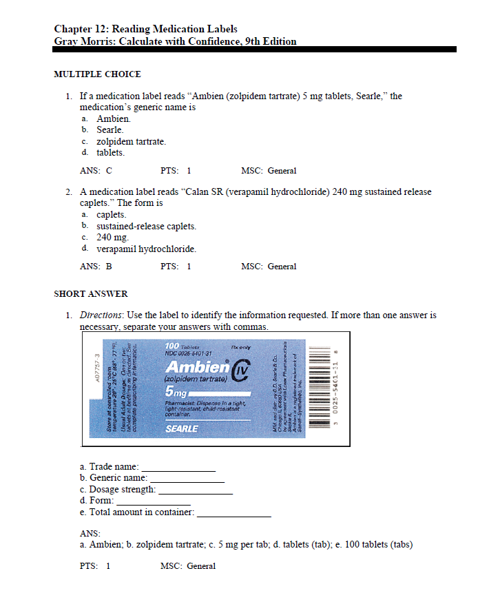Thumbnail: Calculate with Confidence 9th Edition Morris Test Bank