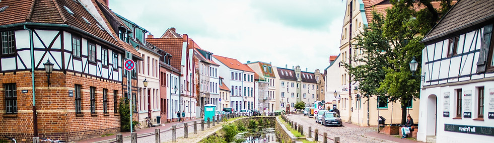 View from a little bridge in the small city of Wismar in Northern Germany, taken on a trip
