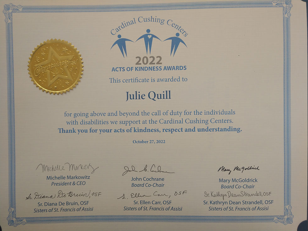 Acts of Kindness Awarded to Julie Quill
