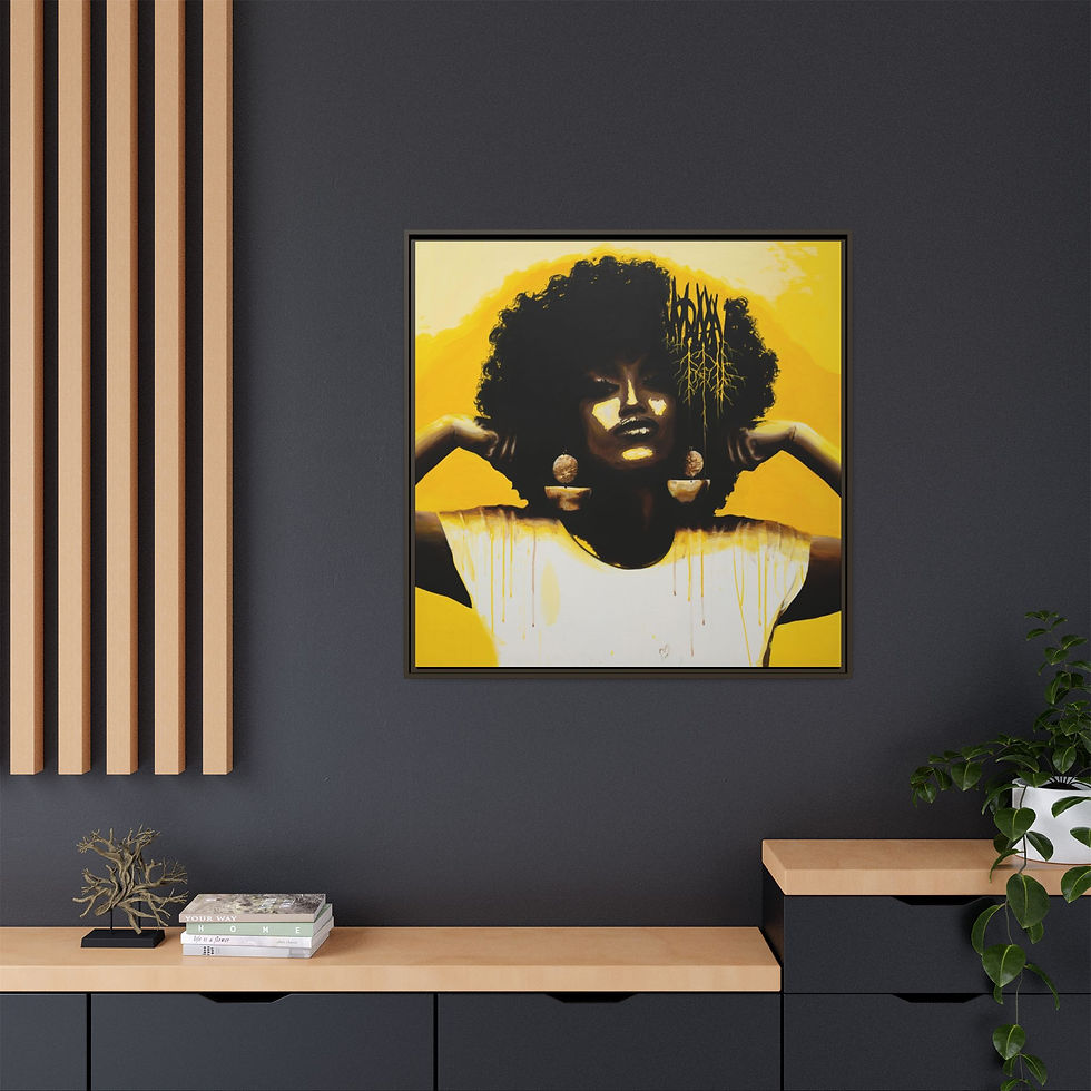 Thumbnail: Empowerment Black Woman Framed Canvas Art Print, Vibrant Wall Decor, Afrocentric