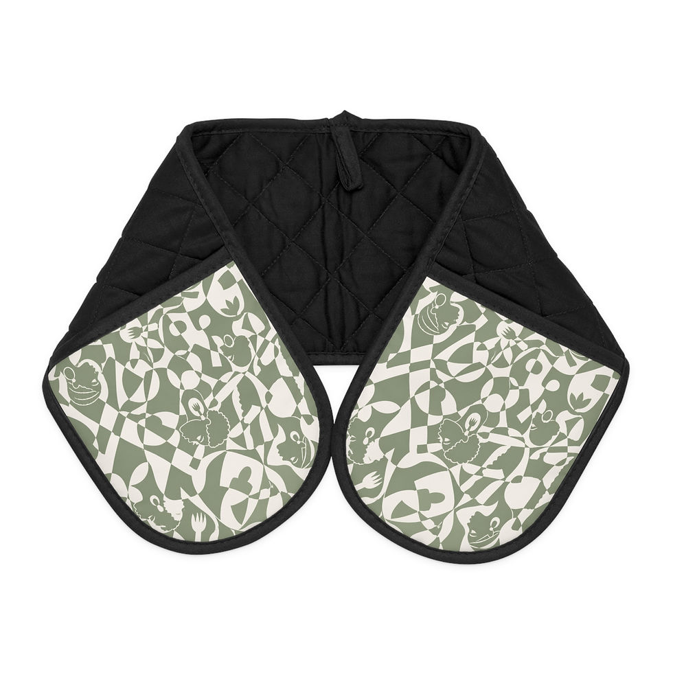 Thumbnail: Abstract Black Women Kitchen Oven Mitts — Artistic Pot Holder Design